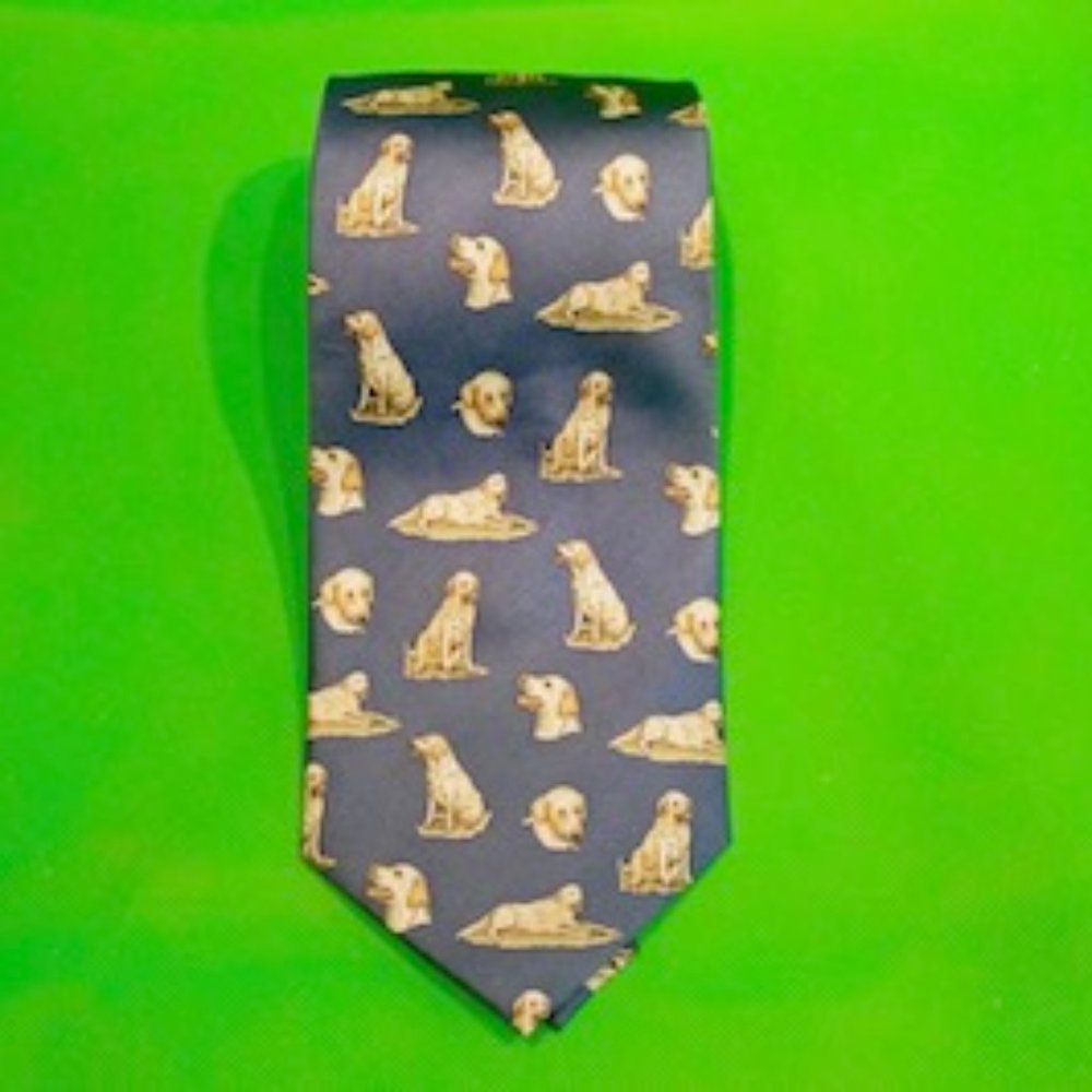 p. Yellow Lab English Men's Silk Tie (New)